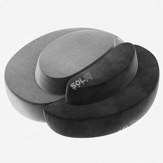 Stylish Moon Velvet Sofa 3D model image 3