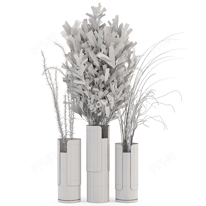 Wood & Ceramic Indoor Plant Combo - Set 345 3D model image 5