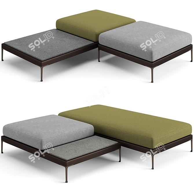 Minotti Patio Bench Set: Elegant Outdoor Seating 3D model image 1