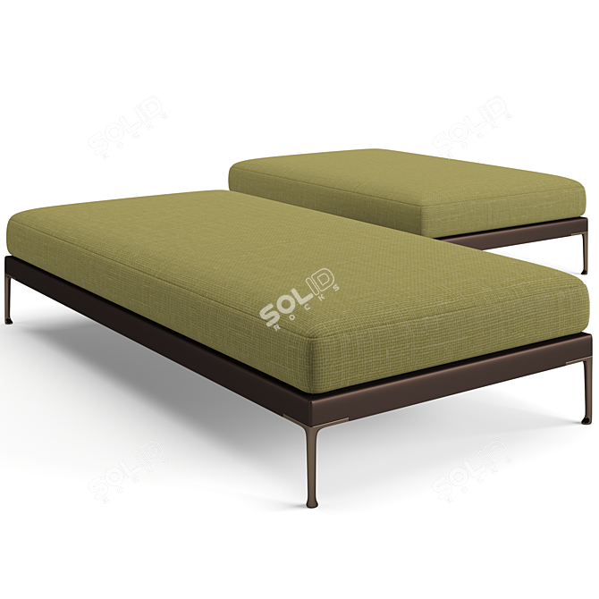 Minotti Patio Bench Set: Elegant Outdoor Seating 3D model image 4