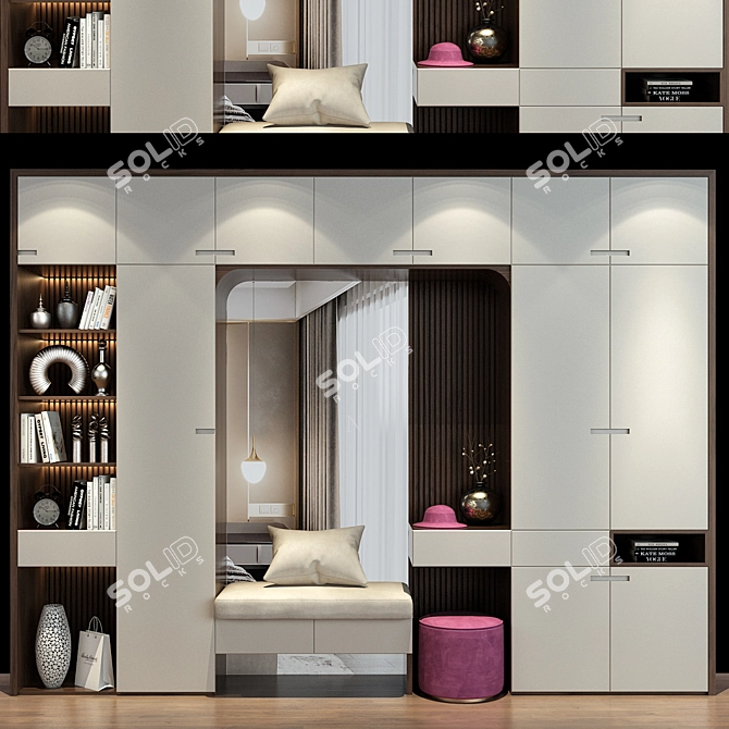 Elegant Storage Solution | Hallway Cabinet Set 3D model image 1