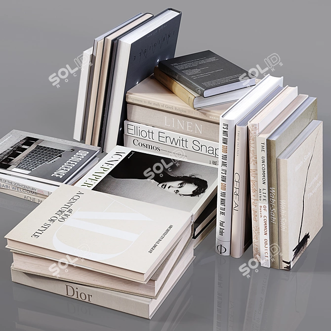 Elegant Book Stack Set 3D model image 4