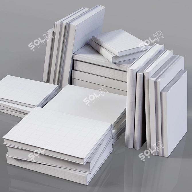 Elegant Book Stack Set 3D model image 5