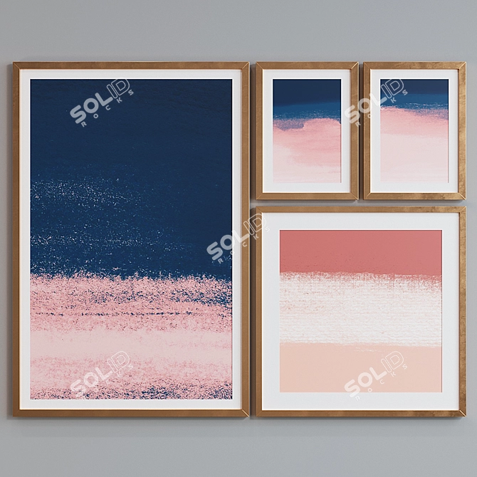 Modern Picture Frame Set with Abstract Designs 3D model image 4