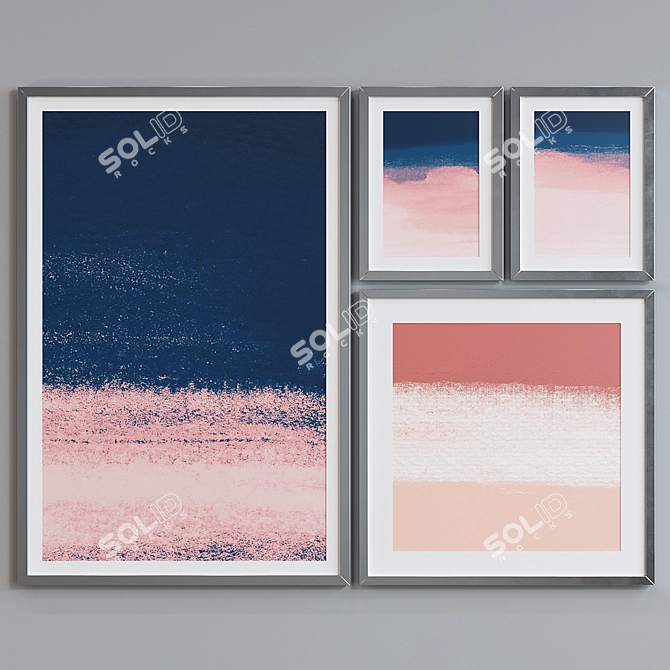 Modern Picture Frame Set with Abstract Designs 3D model image 5
