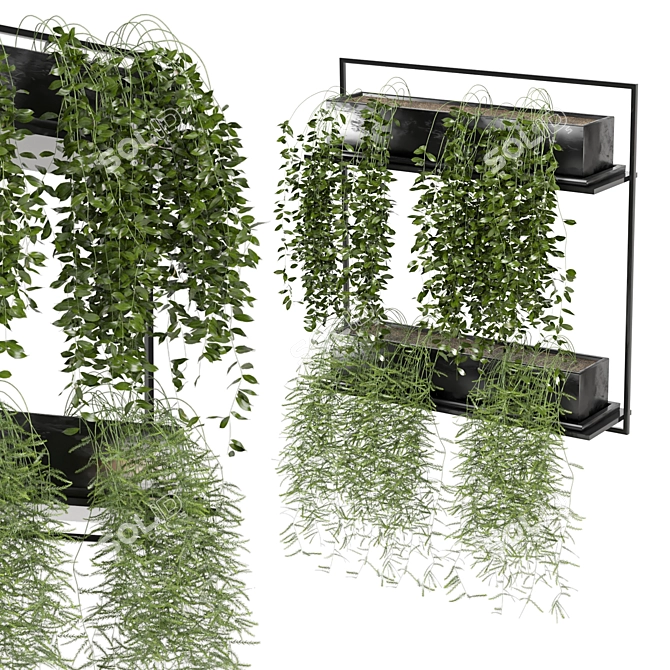 Metal Box Hanging Plant Set 3D model image 1