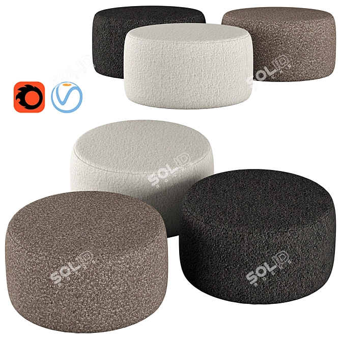 BOUCLE Spool Ottoman | Kardiel | Stylish Fabric Seating 3D model image 1