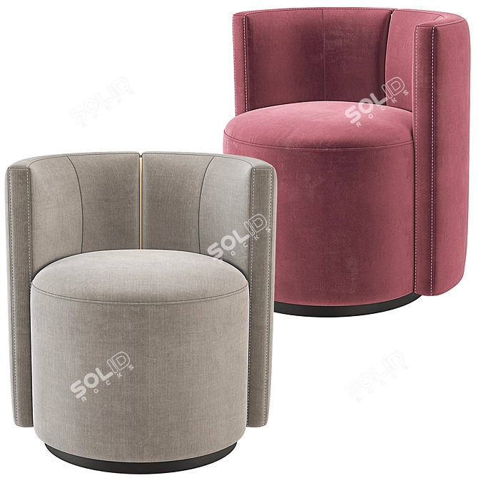 Fendi Casa Loulou Velvet Armchair 3D model image 2