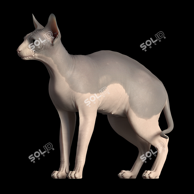 Elegant Sphynx Cat Sculpture 3D model image 4