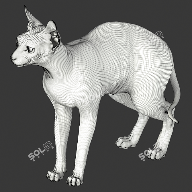 Elegant Sphynx Cat Sculpture 3D model image 5