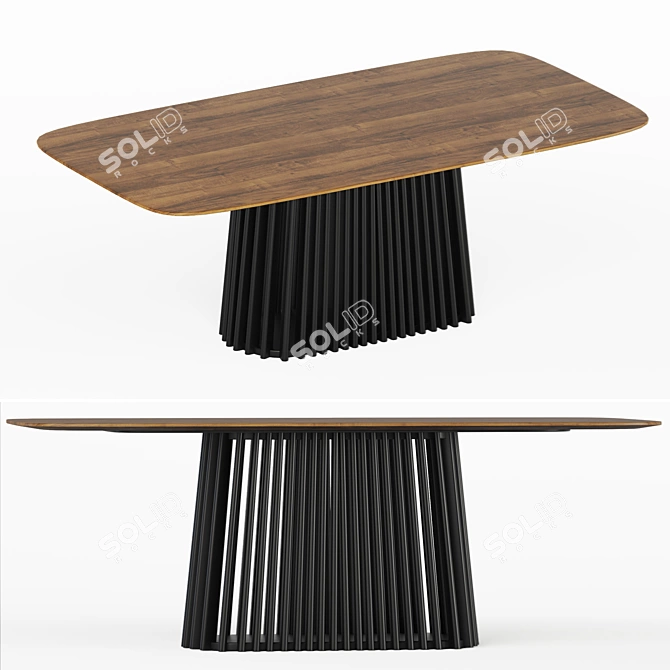 Modern Velvet and Wood Dining Set 3D model image 3