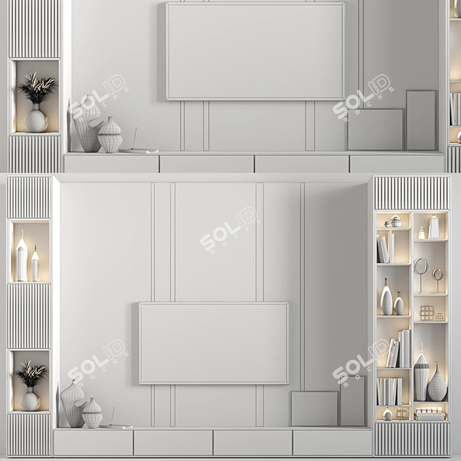 Modern TV Wall Set 01 3D model image 4