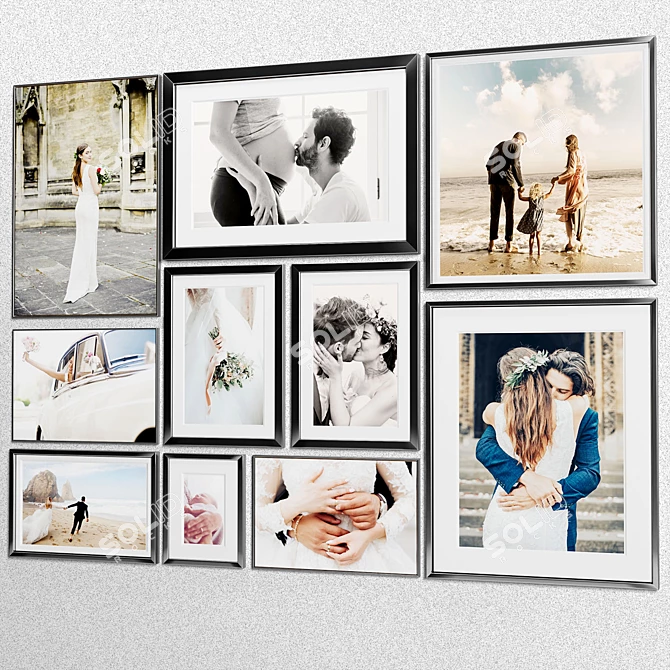 10-Piece Multi-Frame Wedding Art Set 3D model image 4