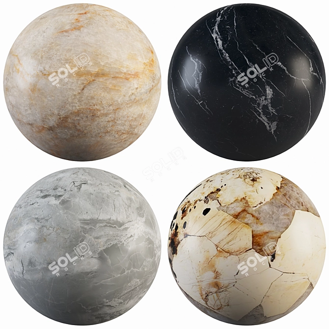 Elegant Marble Collection: Patagonia, Gray, Black Marquina, Crystal Beige 3D model image 1