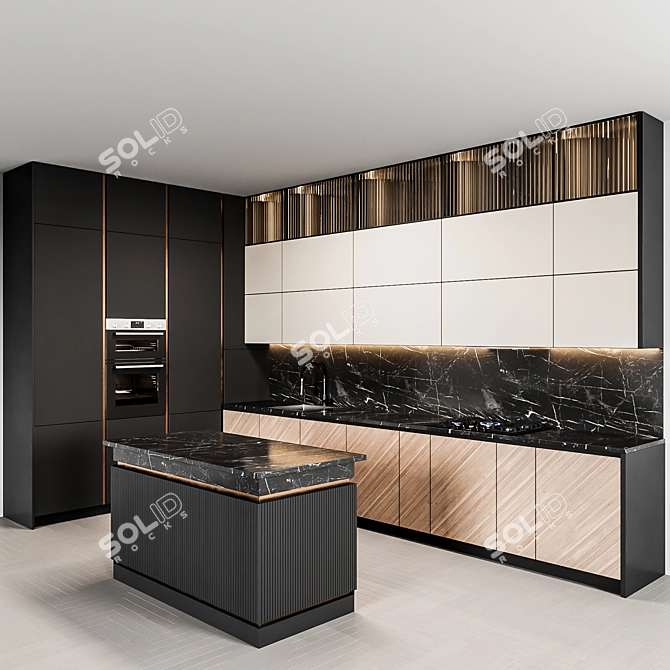 Sleek Kitchen Haven 3D model image 2