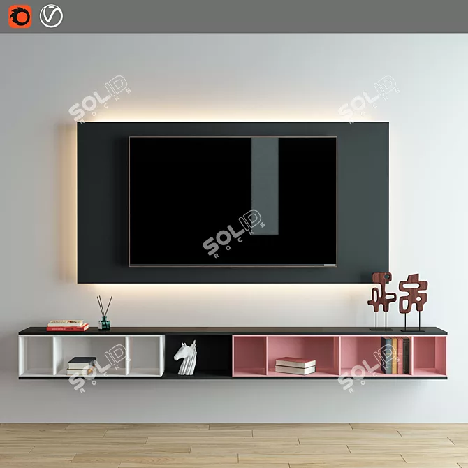 Customizable Uffizi TV Wall Unit 3D model image 1