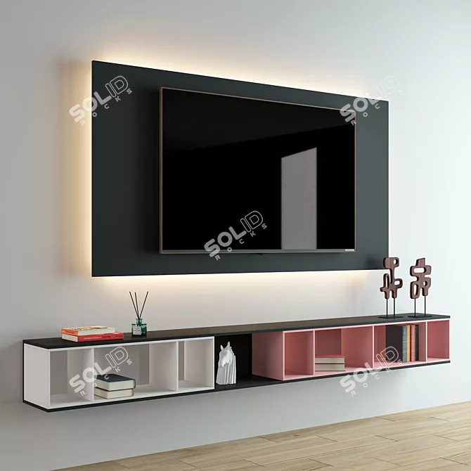 Customizable Uffizi TV Wall Unit 3D model image 2