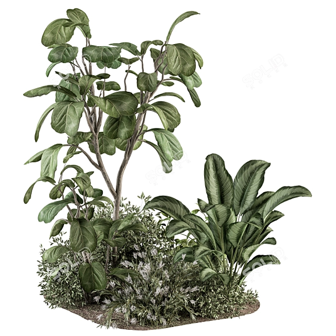 Outdoor Oasis: Tree and Plant Bush 3D model image 1