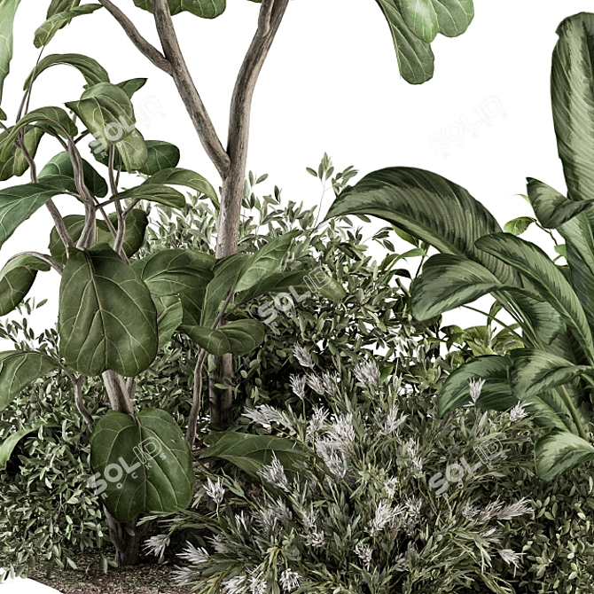 Outdoor Oasis: Tree and Plant Bush 3D model image 3