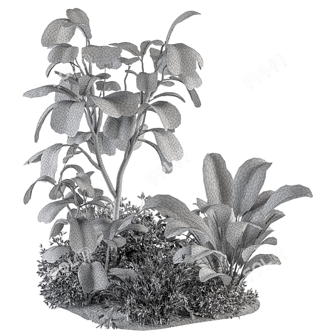 Outdoor Oasis: Tree and Plant Bush 3D model image 4