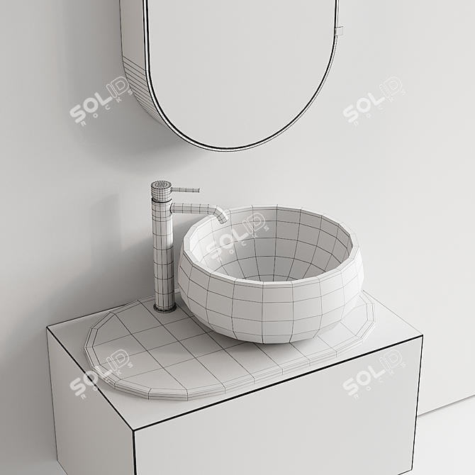 Ceramica Cielo Delfo Set 4: Vanity, Washbasin & Mirror 3D model image 5