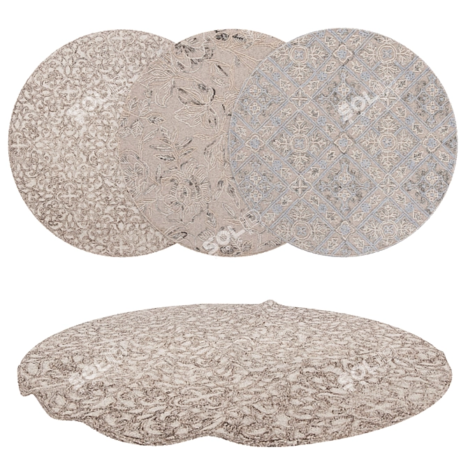 Versatile Round Rugs Set 3D model image 1