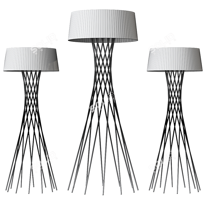 Elegant Mikado Floor Lamp 3D model image 2