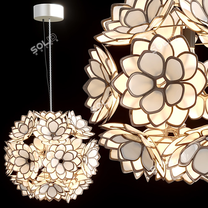 Elegant Capiz Flower Pendant 3D model image 3