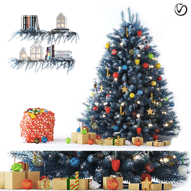 Blue Christmas Tree | Vray 3D model image 1