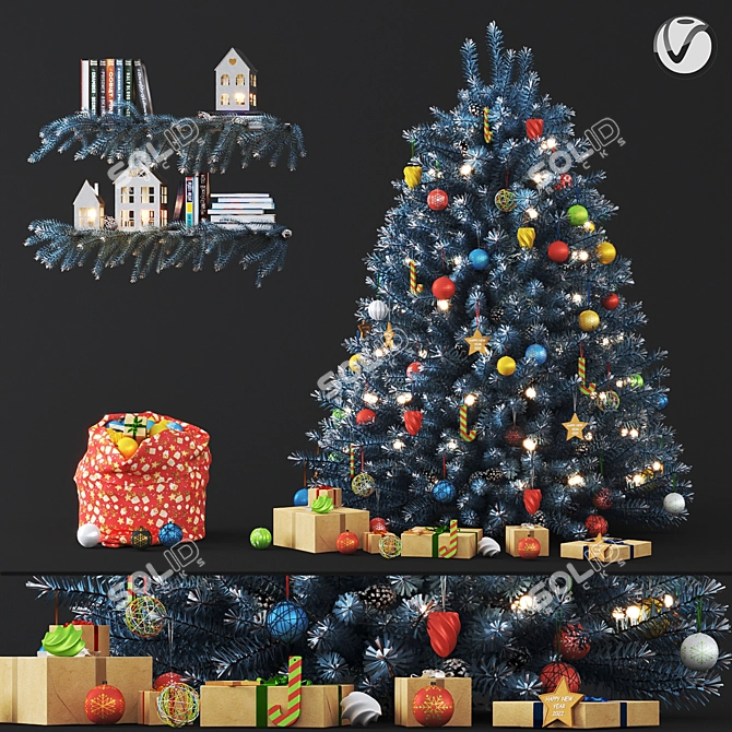 Blue Christmas Tree | Vray 3D model image 2