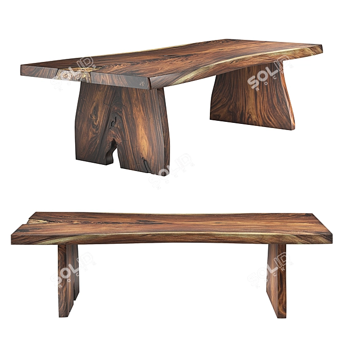 Houston Live Edge Wood Table | Arka Living 3D model image 1
