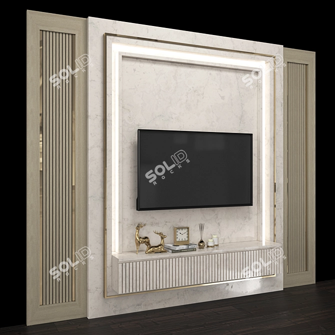 Sleek TV Wall Set with 50" Screen 3D model image 3