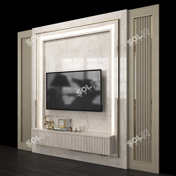 Sleek TV Wall Set with 50" Screen 3D model image 4
