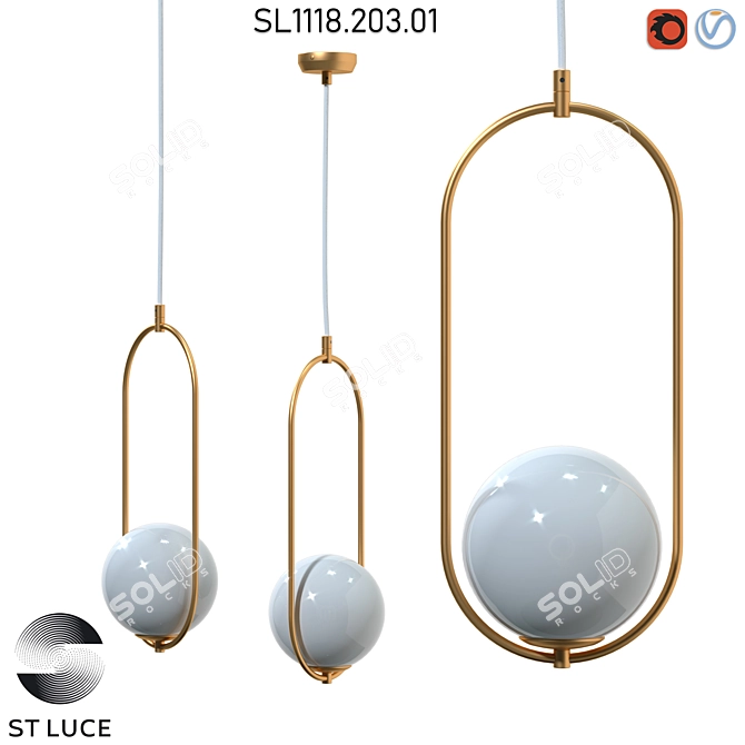 Modern Pendant Light with Glass Shade 3D model image 1