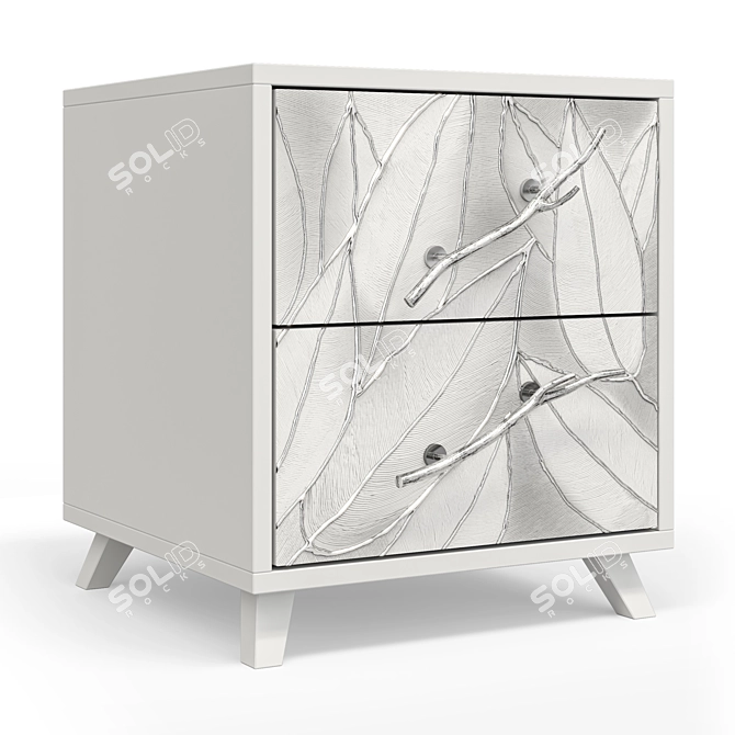 Scandi Curbstone Art with 2 Drawers 3D model image 6