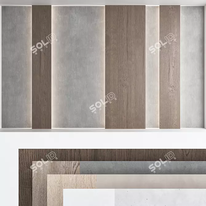 Decorative Wood Panel Set 3D model image 1