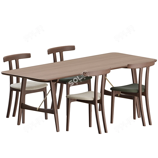 Modern Scandinavian Dining Set by Carl Hansen 3D model image 1