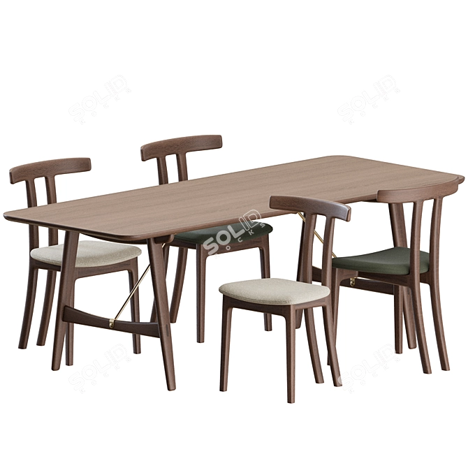 Modern Scandinavian Dining Set by Carl Hansen 3D model image 4