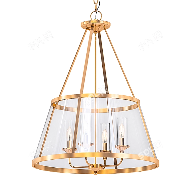 Vintage Brass Glass Pendant 3D model image 1