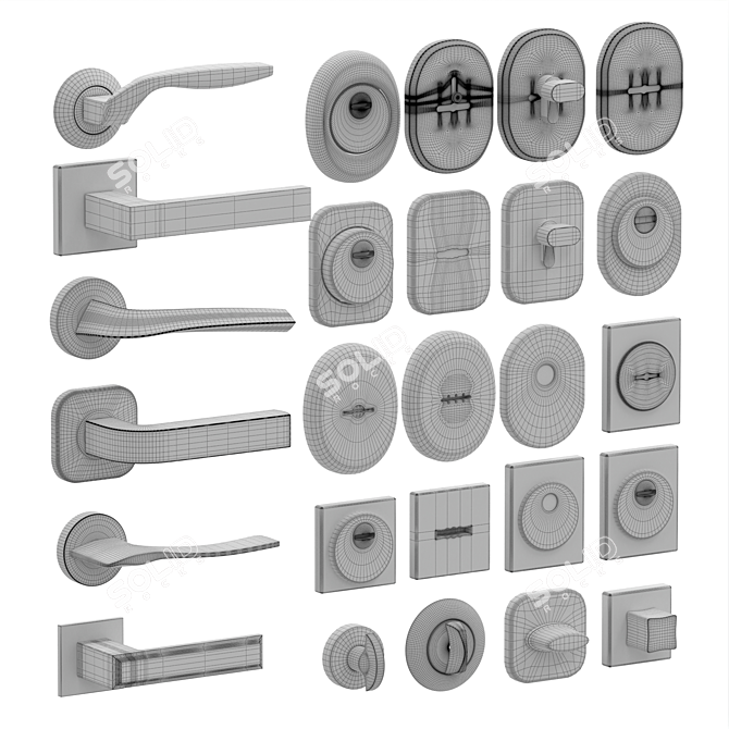 Premium Door Hardware Set 3D model image 2