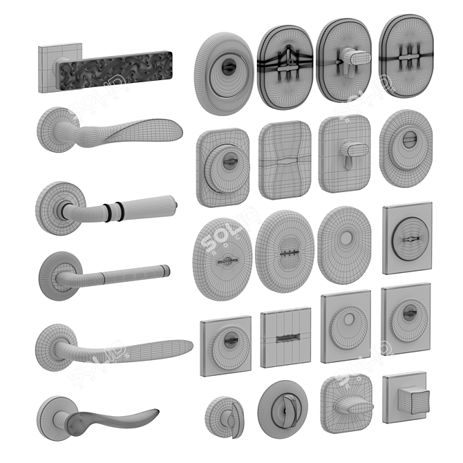 Title: Premium Door Fittings Collection 3D model image 2