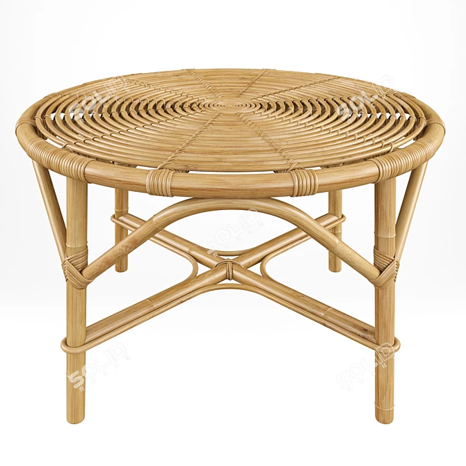 Vintage Tito Agnoli Rattan Bamboo Coffee Table 3D model image 1