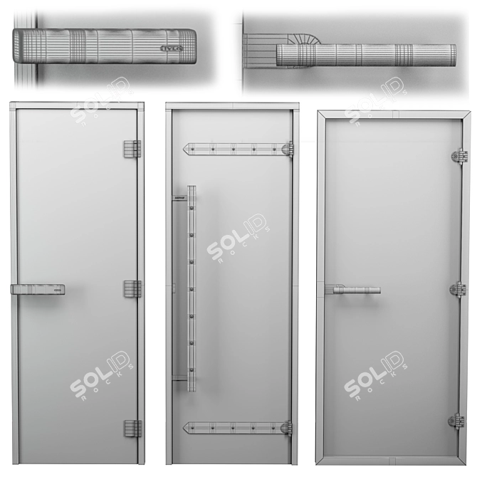 Luxury Turkish Sauna Glass Doors 3D model image 2