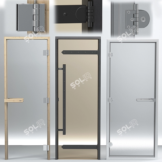 Luxury Turkish Sauna Glass Doors 3D model image 5