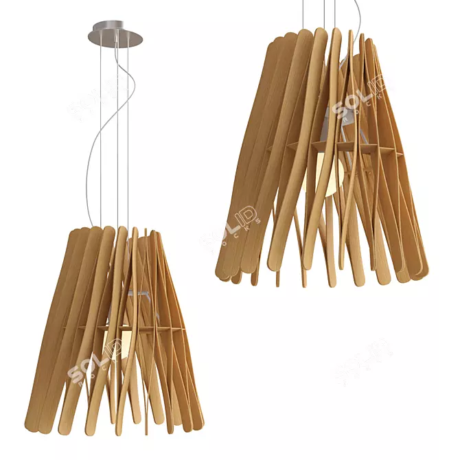 Sleek Cone Stick Pendant Light 3D model image 1