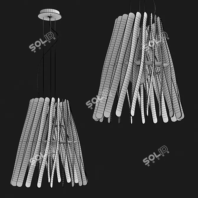 Sleek Cone Stick Pendant Light 3D model image 3