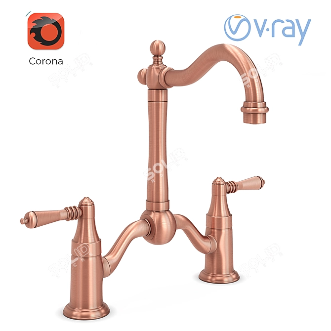 Metal Bridge Kitchen Faucet: 3D Model 3D model image 1