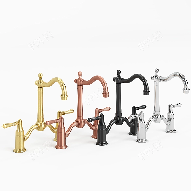 Metal Bridge Kitchen Faucet: 3D Model 3D model image 2