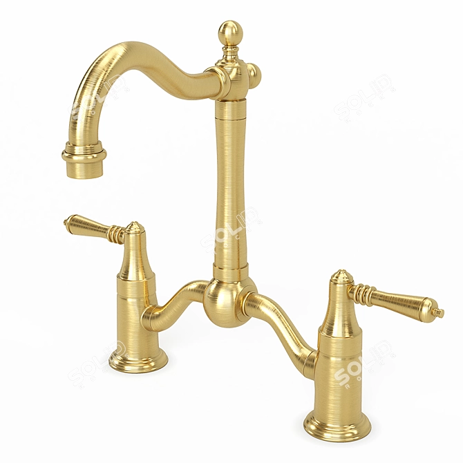 Metal Bridge Kitchen Faucet: 3D Model 3D model image 3