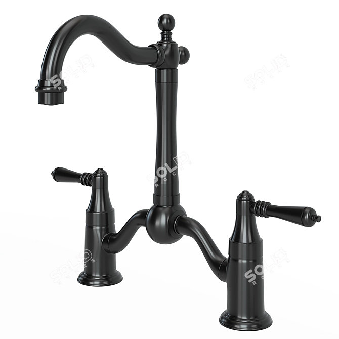 Metal Bridge Kitchen Faucet: 3D Model 3D model image 4